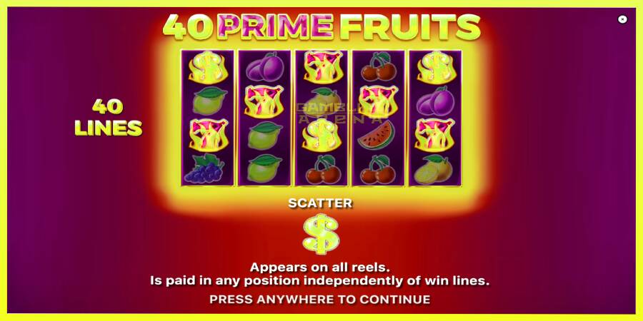 चित्र 1 गेमिंग मशीन 40 Prime Fruits