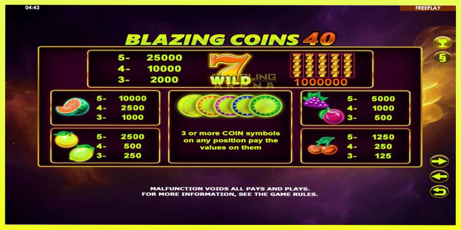 चित्र 4 गेमिंग मशीन Blazing Coins 40