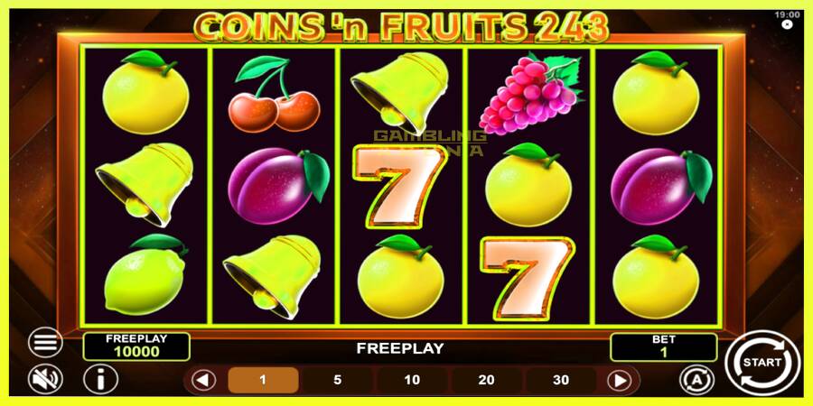 चित्र 2 गेमिंग मशीन Coinsn Fruits 243