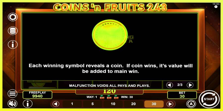 चित्र 6 गेमिंग मशीन Coinsn Fruits 243