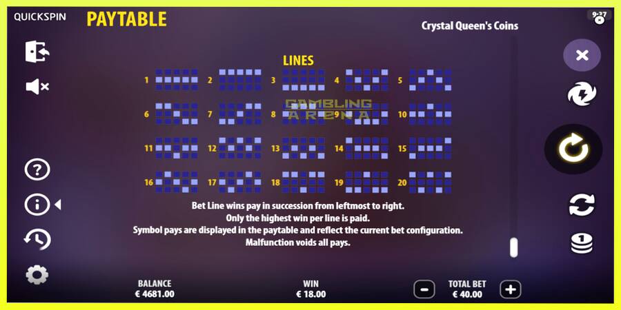 चित्र 7 गेमिंग मशीन Crystal Queens Coins