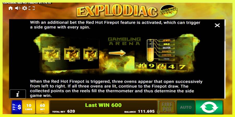 चित्र 7 गेमिंग मशीन Explodiac Red Hot Firepot