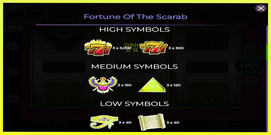 चित्र 5 गेमिंग मशीन Fortune of the Scarab