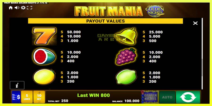 चित्र 7 गेमिंग मशीन Fruit Mania Golden Nights