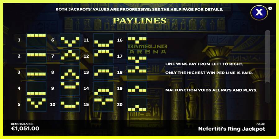 चित्र 7 गेमिंग मशीन Nefertitis Ring Jackpot