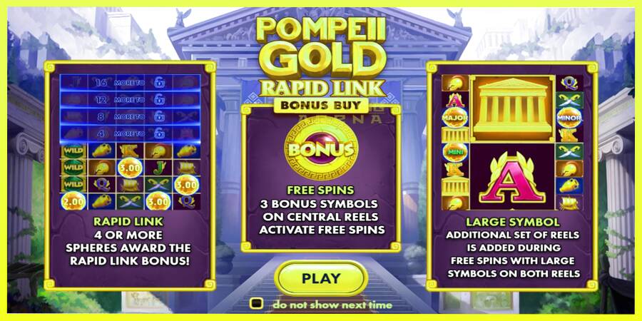 चित्र 1 गेमिंग मशीन Pompeii Gold Rapid Link Bonus Buy