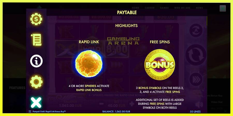 चित्र 5 गेमिंग मशीन Pompeii Gold Rapid Link Bonus Buy