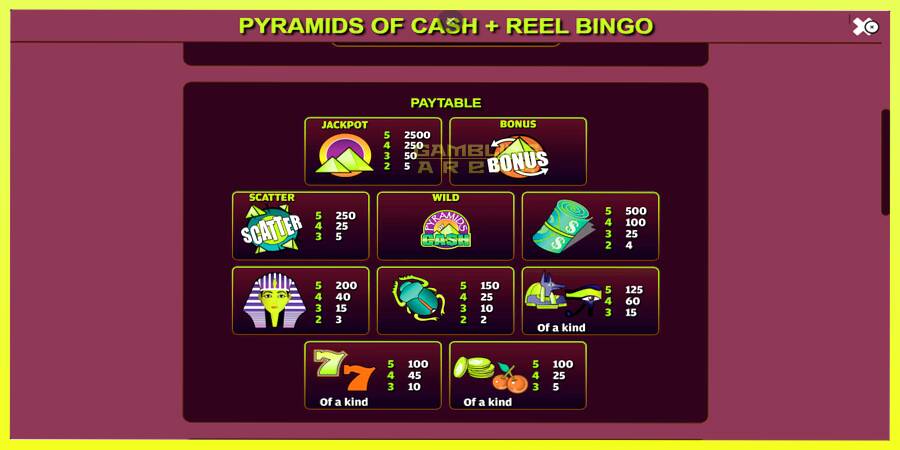 चित्र 5 गेमिंग मशीन Pyramids of Cash with Reel Bingo