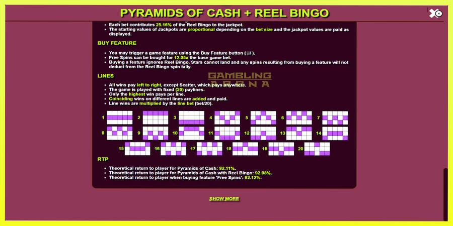 चित्र 6 गेमिंग मशीन Pyramids of Cash with Reel Bingo