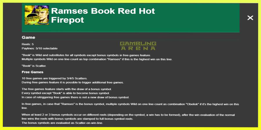 चित्र 1 गेमिंग मशीन Ramses Book Red Hot Firepot