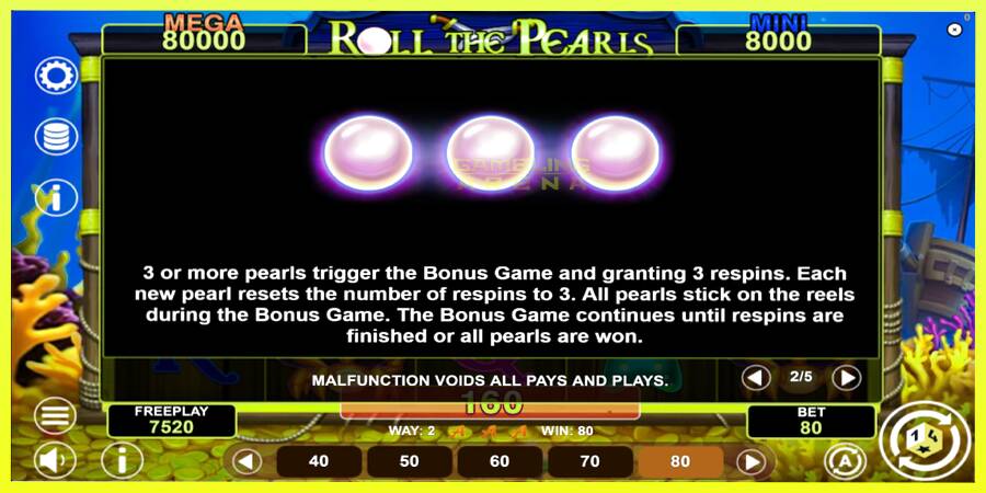 चित्र 6 गेमिंग मशीन Roll The Pearls Hold & Win