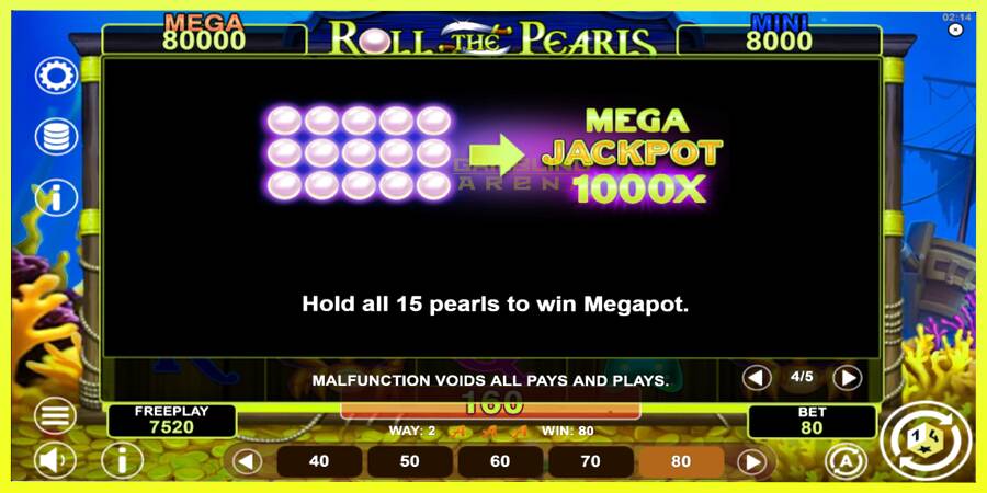 चित्र 7 गेमिंग मशीन Roll The Pearls Hold & Win