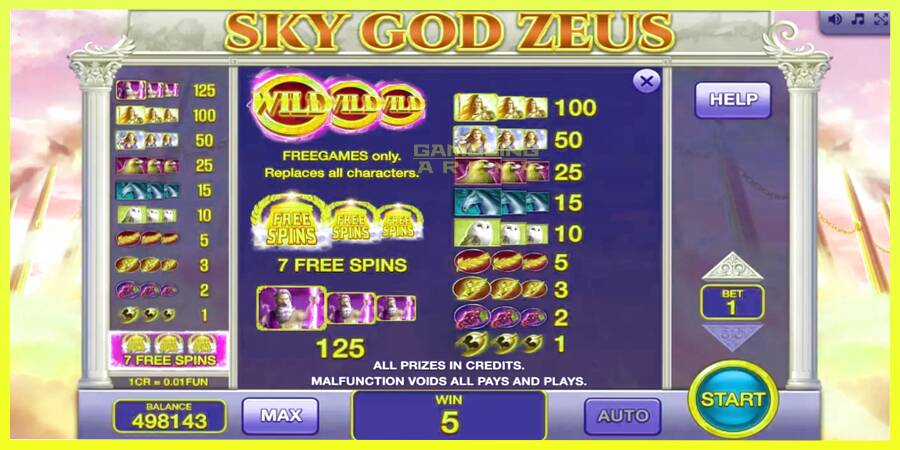 चित्र 7 गेमिंग मशीन Sky God Zeus 3x3