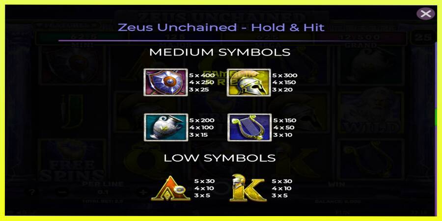 चित्र 6 गेमिंग मशीन Zeus Unchained - Hold & Hit